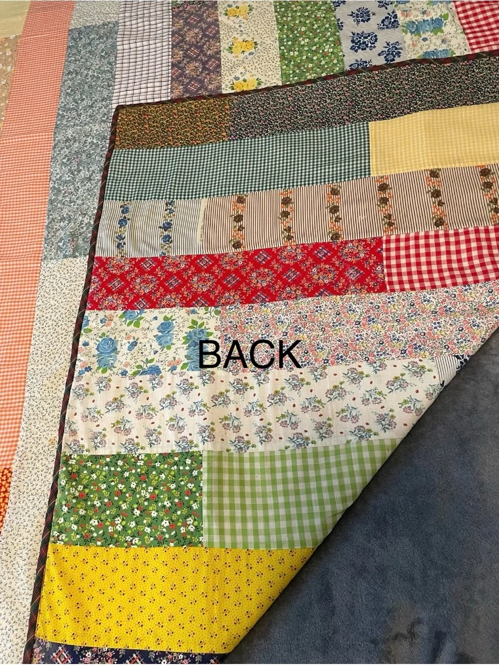 Vintage Hand Made Strip Quilt